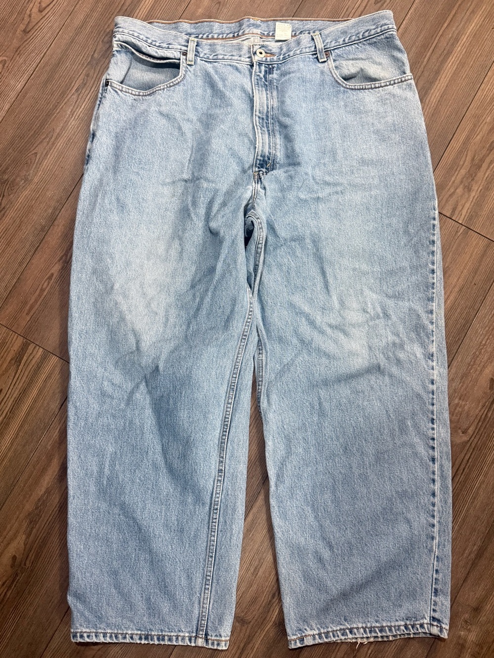 Vintage Levis 595 Baggy Straight Fit Jeans 40x30 Light Wash Denim